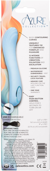 Голубой изогнутый вибромассажер Contoured G - 22,7 см.