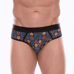 Темно-серые мужские трусы-джоки с принтом в виде цветных значков