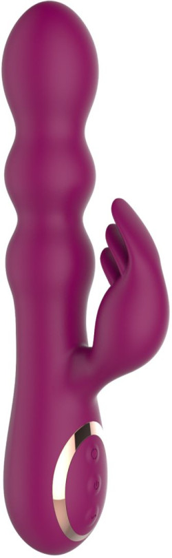 Сливовый вибратор-кролик AN Stamen с массажем бусинами - 22 см.
