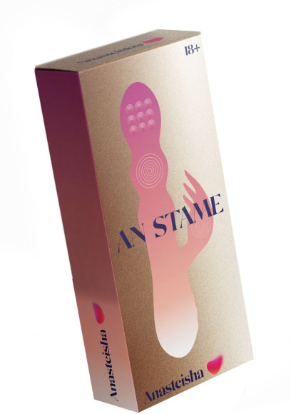 Сливовый вибратор-кролик AN Stamen с массажем бусинами - 22 см.