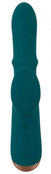 Зеленый вибратор-кролик с подвижным кольцом Thumping Rabbit Vibrator - 22,7 см.