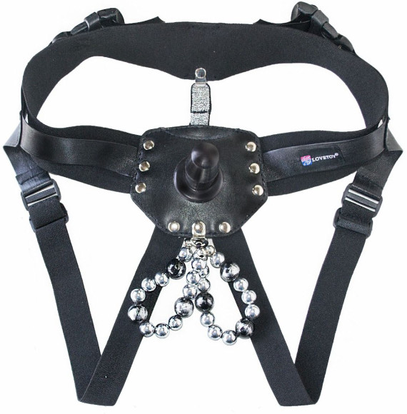 Черный пояс-трусики с телесной насадкой  Гламур Dana  - 15,2 см.