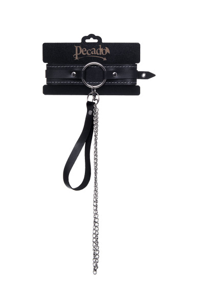 Кожаный ошейник-чокер с поводком