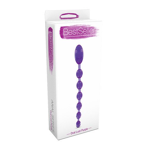 Фиолетовая анальная цепочка ANAL DILDO OVAL LUST - 27,5 см.
