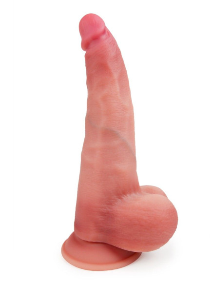 Телесный реалистичный фаллоимитатор с присоской - 30 см.
