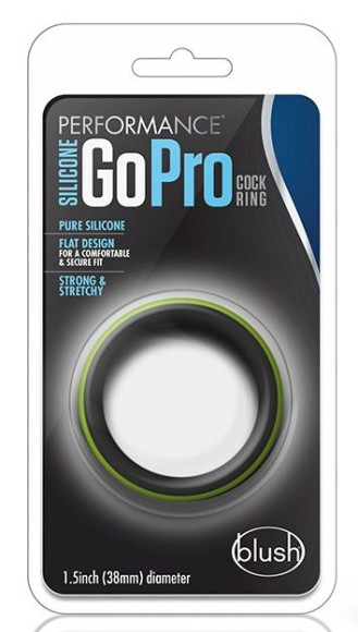 Черно-зеленое эрекционное кольцо Silicone Go Pro Cock Ring 
