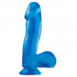 Голубой фаллоимитатор c мошонкой Basix - 17,8 см.