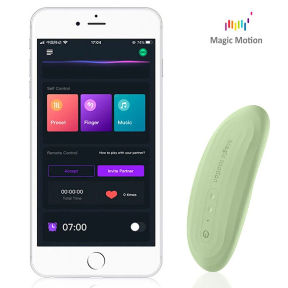 Зеленый вибромассажер в трусики Magic Motion Nyx - 8,8 см.