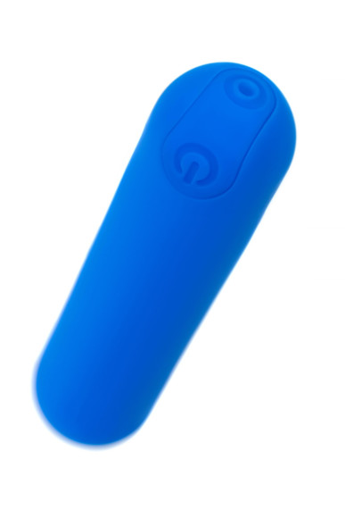 Синяя силиконовая перезаряжаемая вибропуля Nep - 8 см.