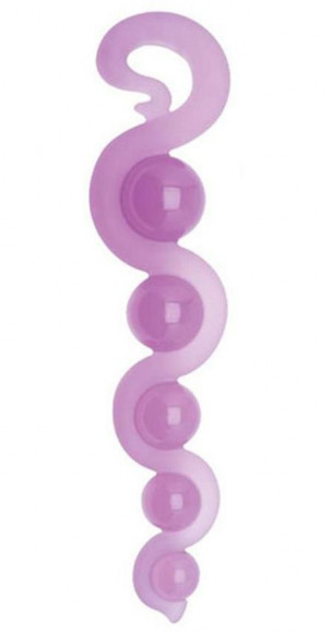 Фиолетовая анальная цепочка из 5 шариков различного диаметра - 25,5 см.