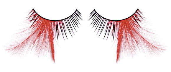 Ресницы чёрные-красные  перья