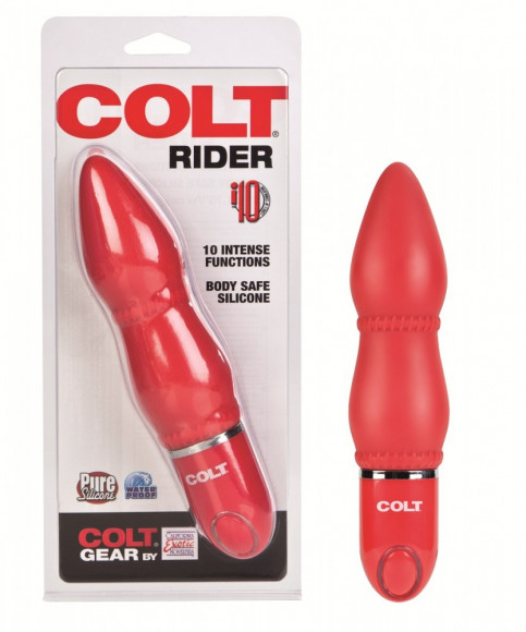 Красный анальный вибратор COLT Rider - 14 см.
