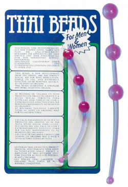 Фиолетовая анальная цепочка Thai beads - 15,5 см.