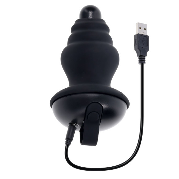 Черный вибростимулятор со съёмной насадкой Echo - 15,3 см.