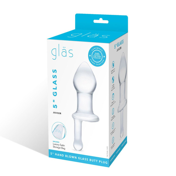 Прозрачный стеклянный анальный плаг с ручкой - 12 см.