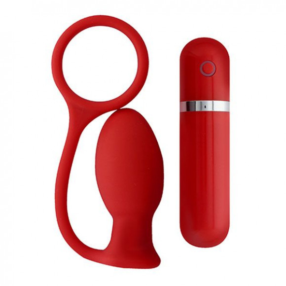 Красная вибровтулка MENZSTUFF ASS CORK SMALL - 7,5 см. 