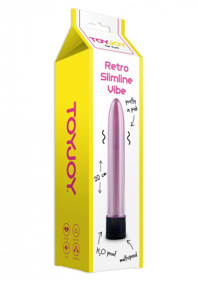 Розовый вибратор RETRO SLIMLINE - 20 см.
