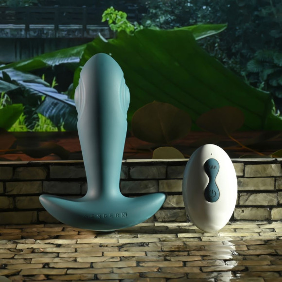 Изумрудная анальная вибропробка с пультом ДУ Tunnel Tapper - 12,1 см.