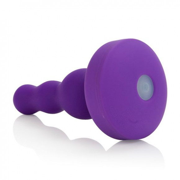Фиолетовый трехуровневый анальный плаг с 10 функциями - 13 см.