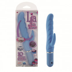 Голубой ввухмоторный 10-скоростной массажер LIA MAGIC - 22 см.