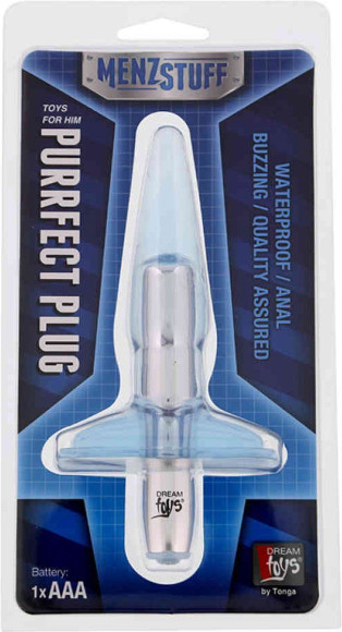 Голубая анальная пробка Purrfect Plug - 9,5 см.