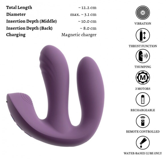 Фиолетовый тройной вибратор MIREVA RC Triple Hands-Free Vibrator