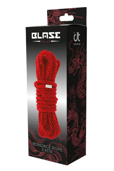 Красная веревка для шибари Deluxe Bondage Rope - 5 м.