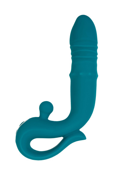 Зеленый вибратор с функцией Up&Down и стимулирующим кольцом Mija - 19 см.