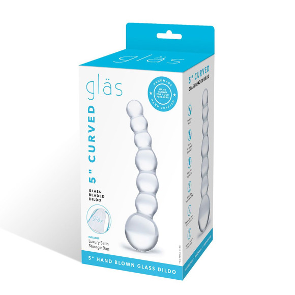 Изогнутный прозрачный стимулятор Beaded Dildo - 13 см.