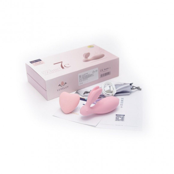 Нежно-розовый мини-вибратор в форме зайчика с пультом ДУ
