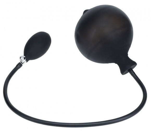 Черная анальная втулка с функцией расширения Ribbed Inflatable Silicone Anal Plug