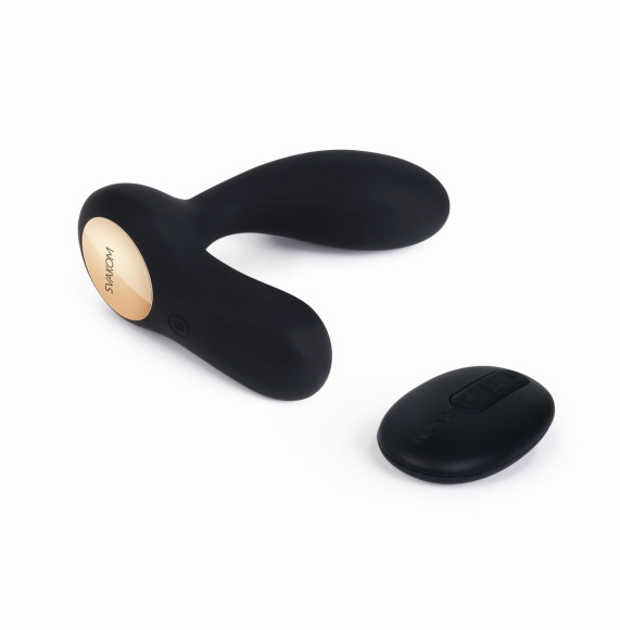 Чёрный стимулятор простаты Vick с вибрацией и пультом ДУ