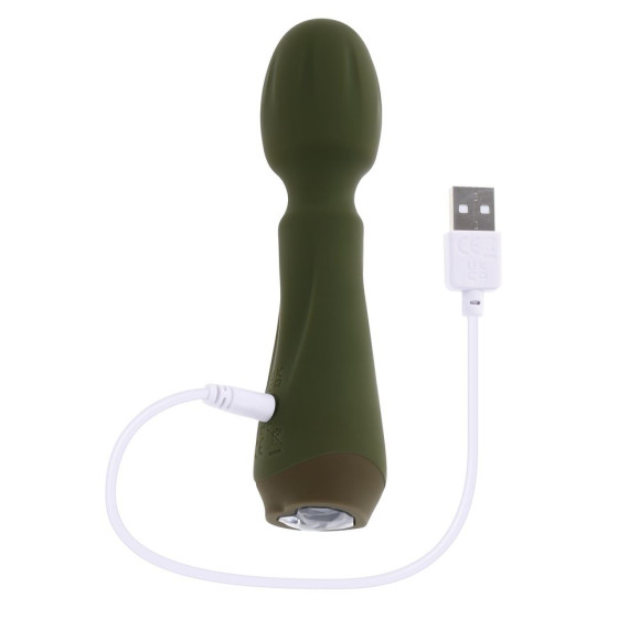 Мини-вибромассажёр цвета хаки Heartfelt - 13,4 см.