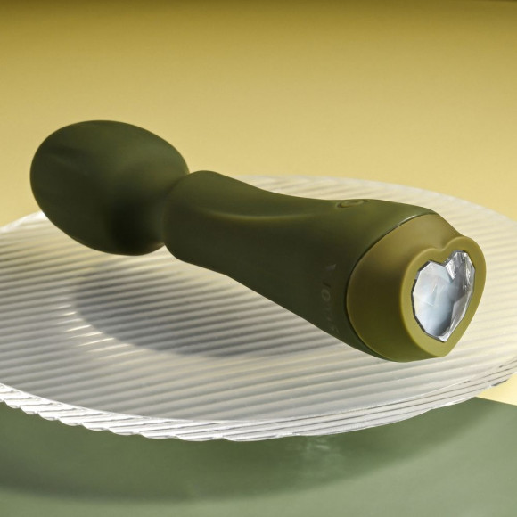 Мини-вибромассажёр цвета хаки Heartfelt - 13,4 см.