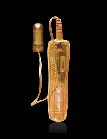 Желтый стеклянный фаллос с вибропулей ICECLES №35 - 18,5 см.