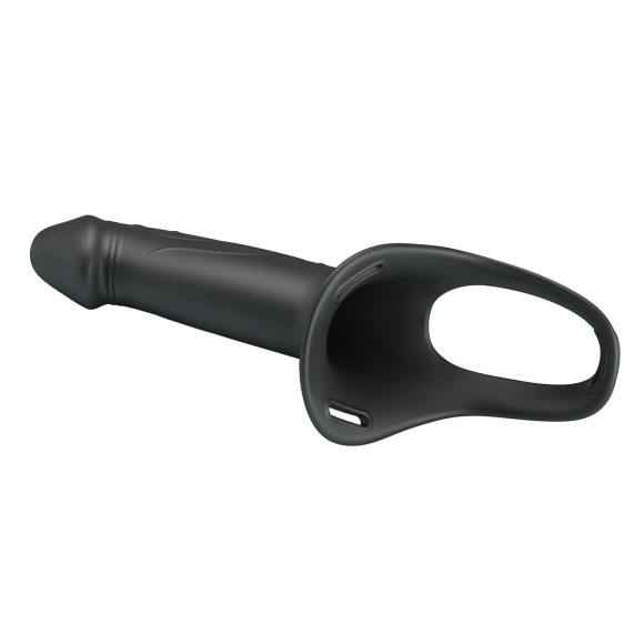 Черный полый мужской страпон London - 16,8 см.