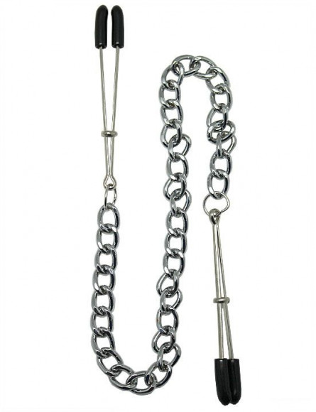 Зажимы для сосков с серебристой цепочкой