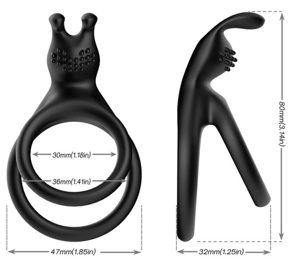 Черное эрекционное кольцо с подхватом мошонки