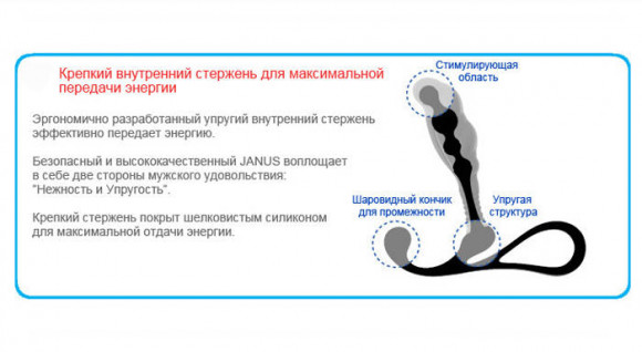 Средний черный массажер простаты ZINI JANUS ANTI-SHOCK