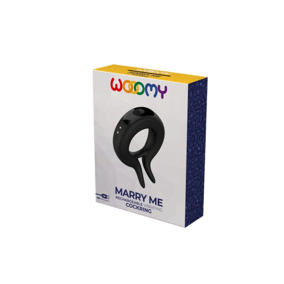 Черное эрекционное кольцо Marry Me Rechargeable Vibrating Cockring
