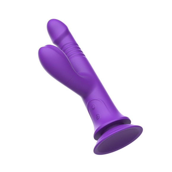 Фиолетовый вибратор-кролик на присоске - 23,8 см.