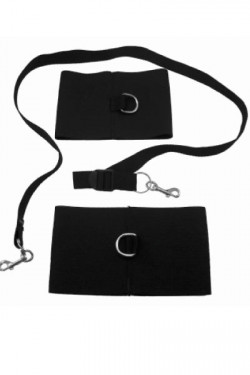 Чёрный комплект  S&M ANKLE, WRIST AND TETHER 3PC KIT - 2 манжеты и поводок