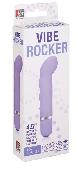 Фиолетовый мини-вибратор с загнутым кончиком NEON VIBE ROCKER PURPLE - 10,2 см.