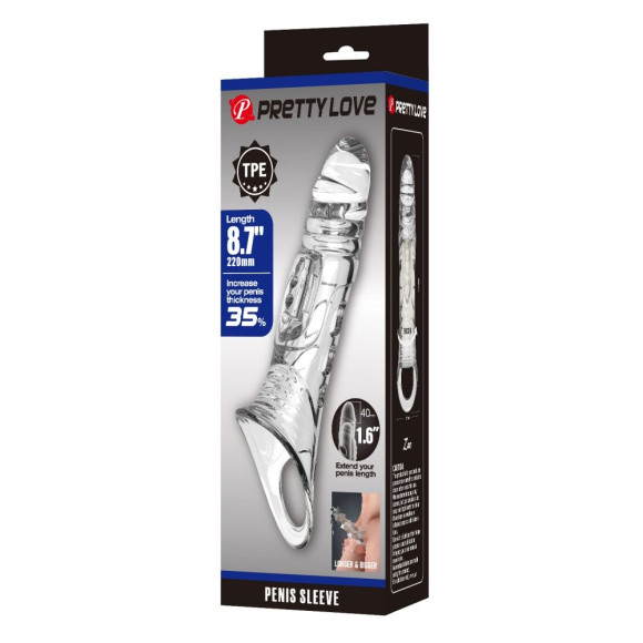 Прозрачная насадка на пенис - 22 см.