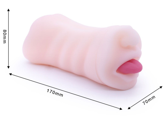 Телесный двусторонний мастурбатор - вагина и ротик