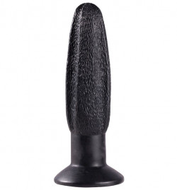 Чёрная анальная пробка с рельефной поверхностью MENZSTUFF GROOVY PROBE - 13 см.