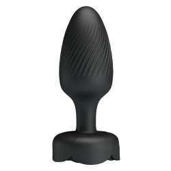 Черная анальная вибропробка с подсветкой Osborn - 9,8 см.