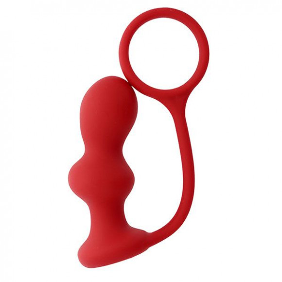 Красная анальная втулка с кольцом MENZSTUFF ASS JACKER - 10 см.