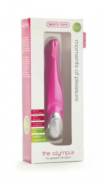 Розовый вибратор The Olympia с загнутым кончиком - 18,5 см.