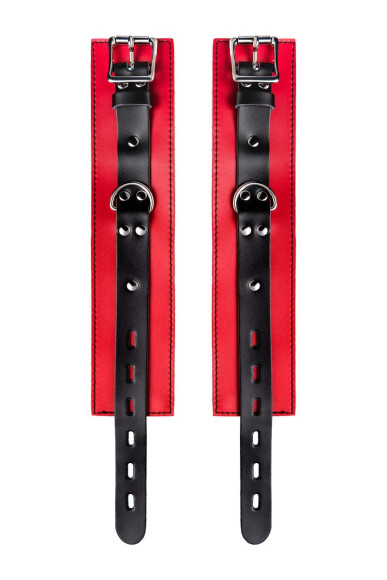 Красно-черные оковы на ноги из кожи